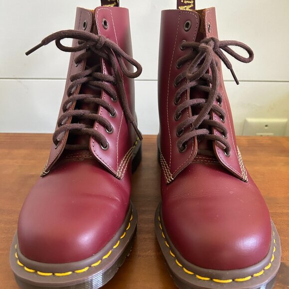 Dr. Martens 1460 Vintage Made in England Lace Up Boots-Red-Quilon - Picture 1 of 6